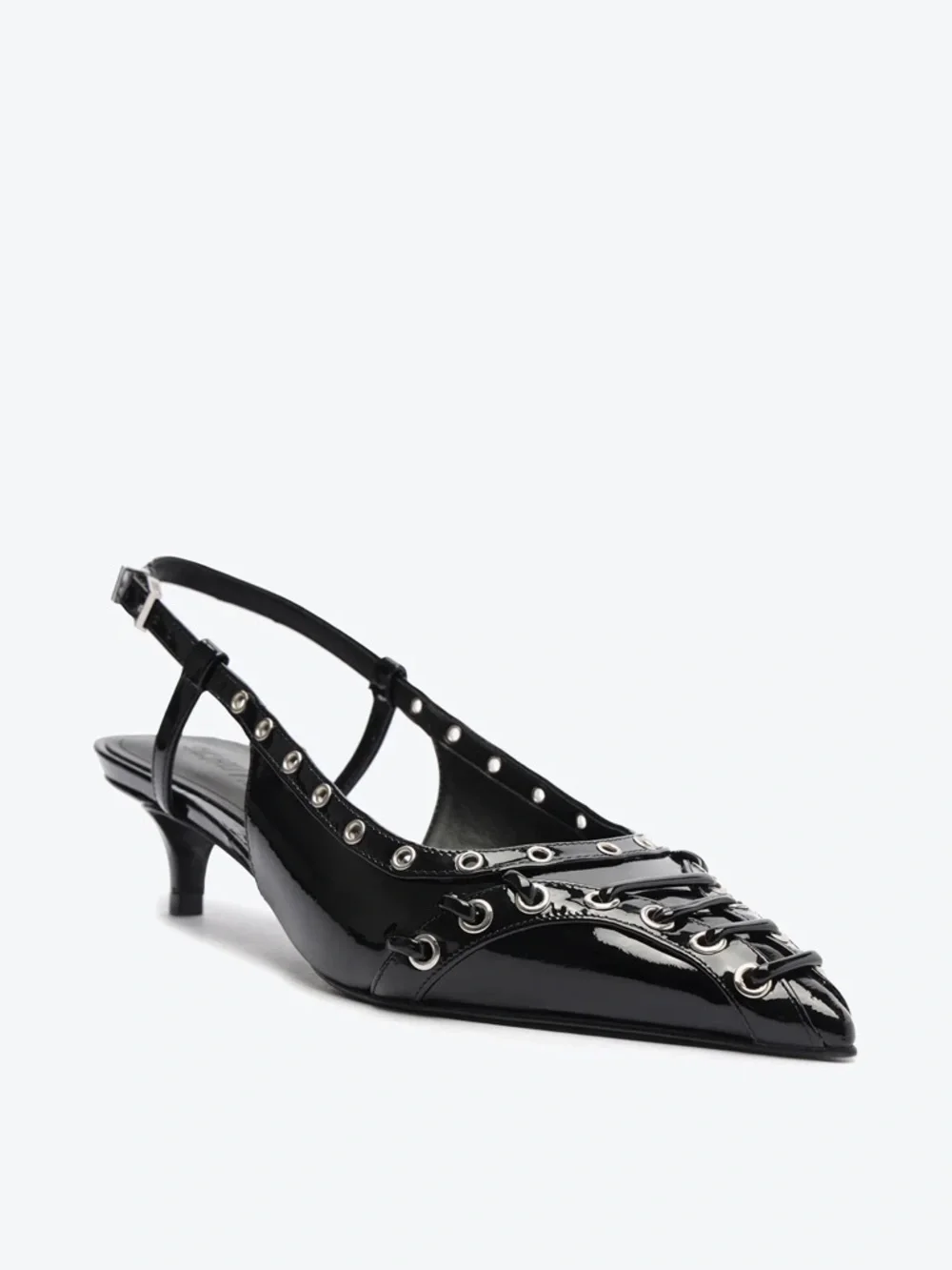 SCHUTZ Black Pointed Slingback Heels